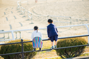 大阪・鶴見緑地公園の家族写真