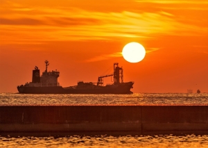 明石海岸の夕景写真